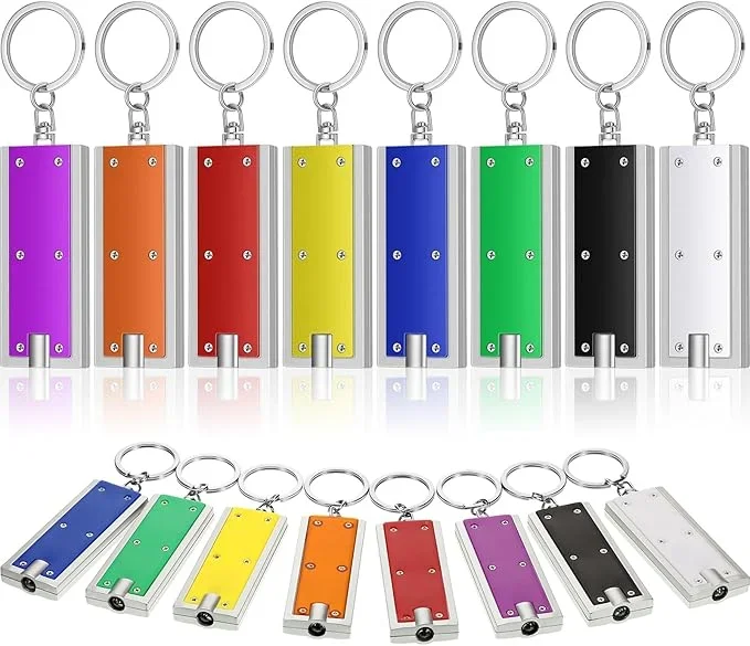 16 Pieces Mini Keychain LED Lights Keychains Flashlight Assorted Color Ultra Bright Flashlight Portable Key Chain Flash Light Torch Key Ring Powerful Keychain Lights for Outdoor Camping Activity