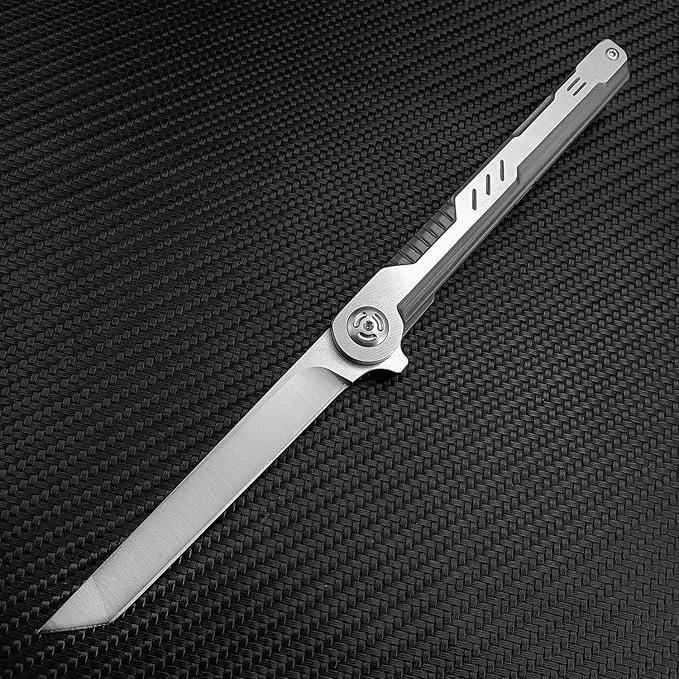 8″ EDC Folding Pocket Knife,Gentleman’s Knife,Tanto blade,7CR13Mov Blade and Steel Handle with Pocket Clip,Flipper Open and Frame Lock for Everyday Carry Outdoor (Tanto)
