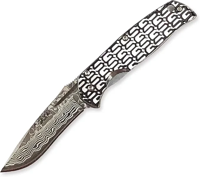 G SAKAI 11165 Lip Gentleman Knife, Damascus, GS Pattern